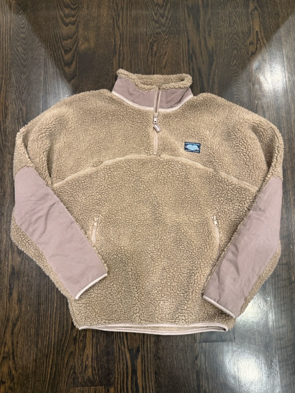Madhappy Sherpa Teddy Fleece Pullover Jacket in Beige/Tan